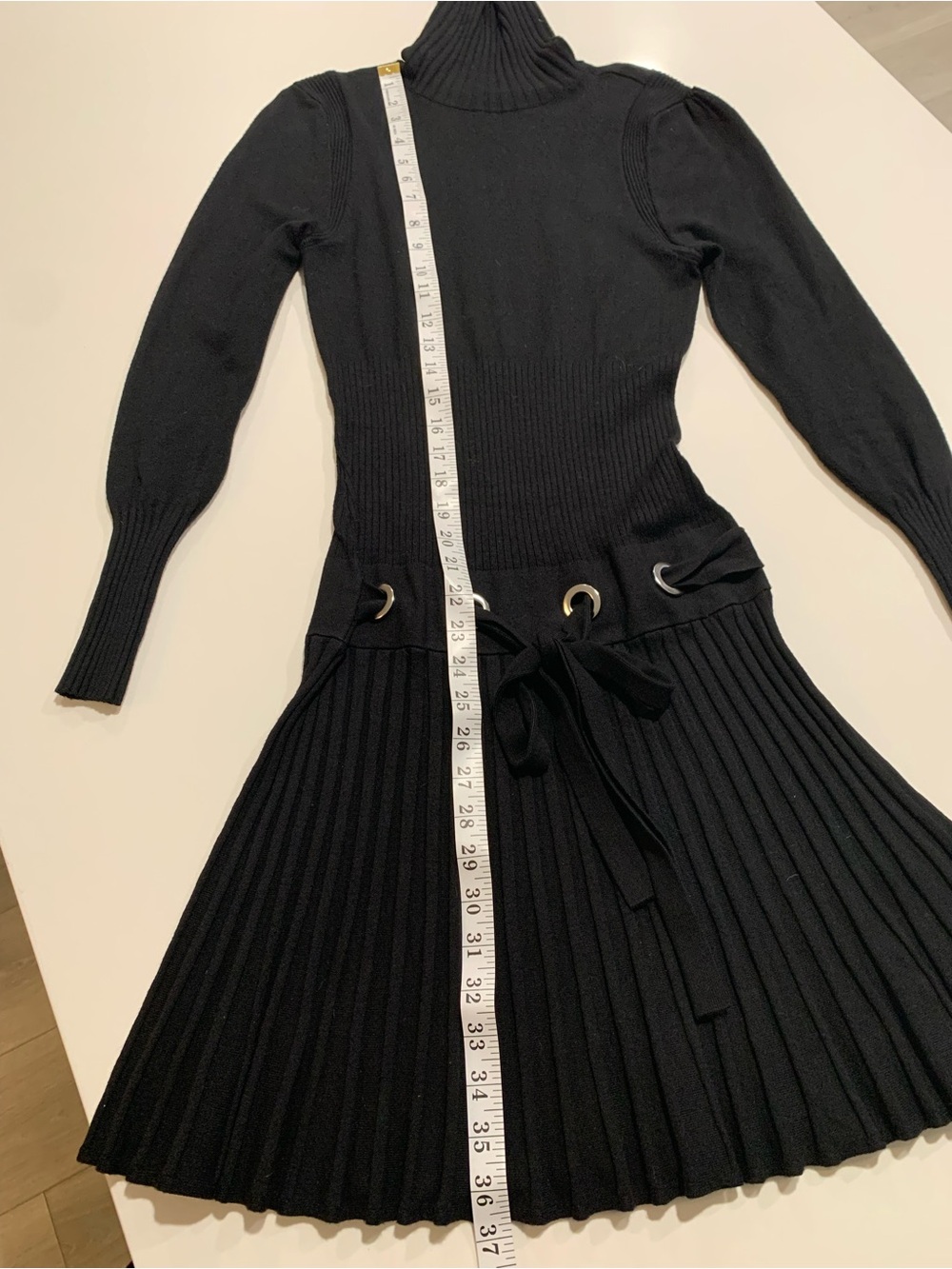 VENUS Black Turtleneck Long Sleeve Knit Dress Drop Waist, VTG Y2K Coquette, S - Picture 7 of 13